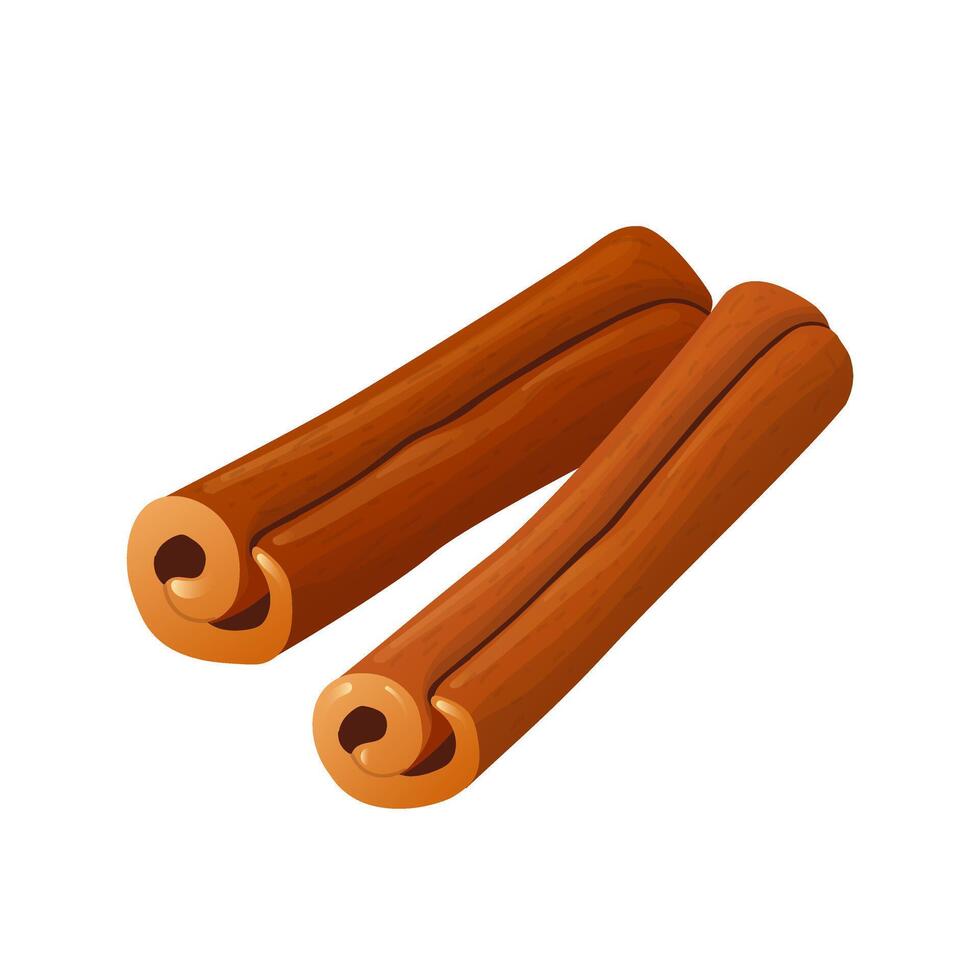 Cinnamon sticks in flat design. Spice ingredient, aromatic dry condiment. illustration isolated. vector
