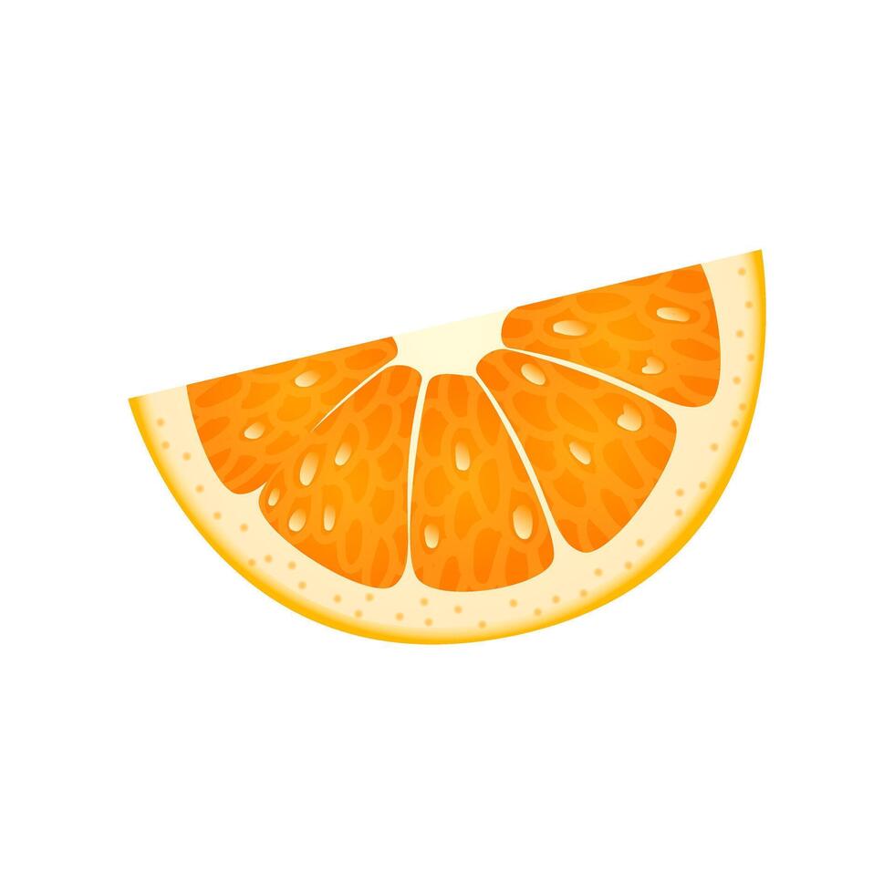 Orange slice in flat design. Sweet tropical halved citrus, juicy fruit. illustration isolated. vector