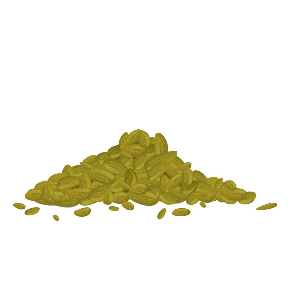 Fennel seeds in flat design. Spice cooking ingredient, scented condiment. illustration isolated. vector