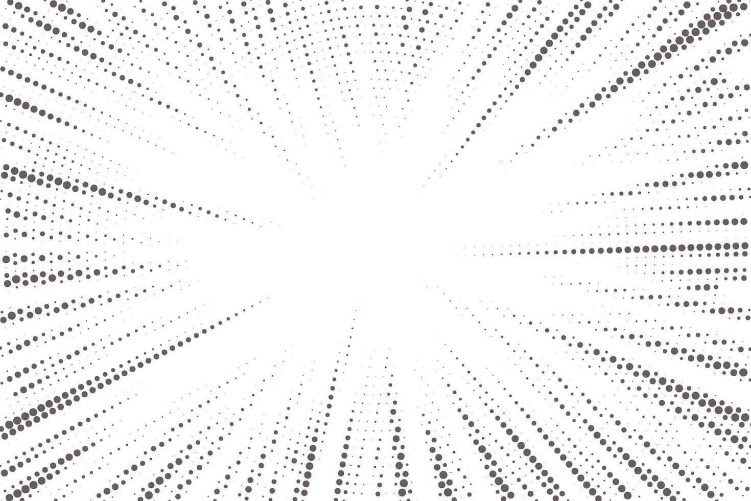 Radial halftone lines background. Comic manga dotted pattern. Cartoon zoom effect with sunrays or bang burst vector
