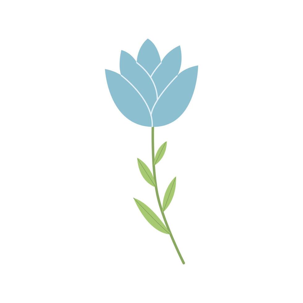 Spring blue wildflower isolated on white background. Botanical clipart in hand drawn flat style vector