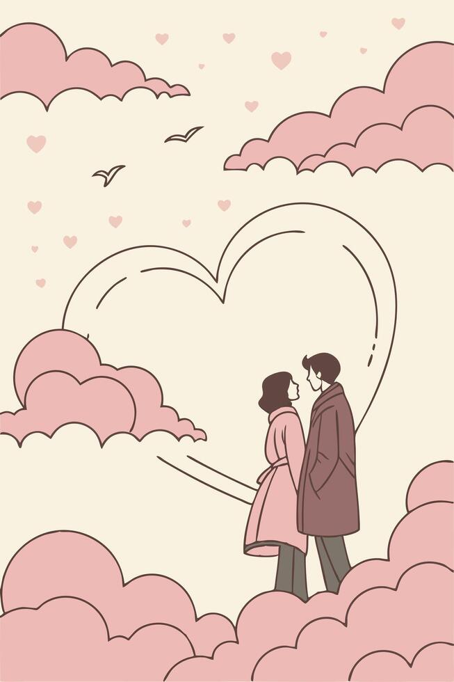 Dreamy pastel clouds gently take the form of a heart at sunset. vector