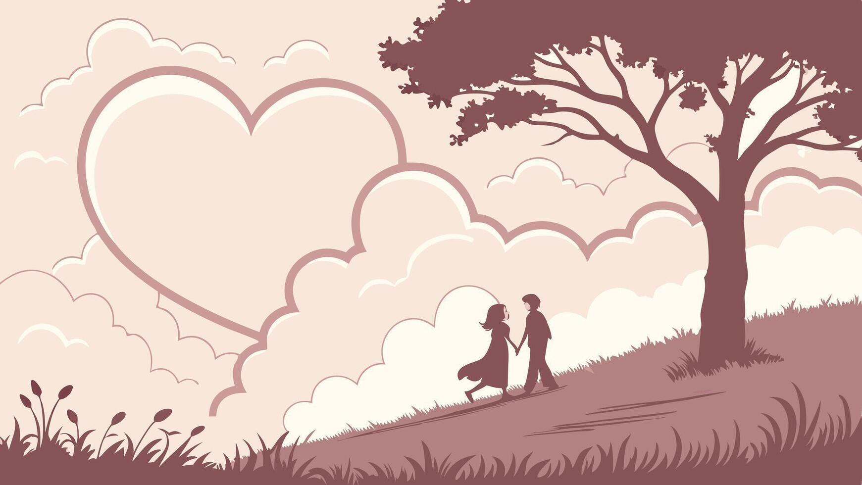 A heart shape appears in the sky as pink clouds align gracefully. vector