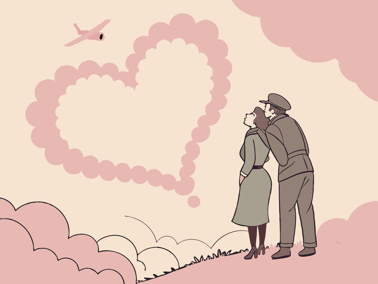 Soft pink hues blend in the sky, creating the illusion of a heart. vector