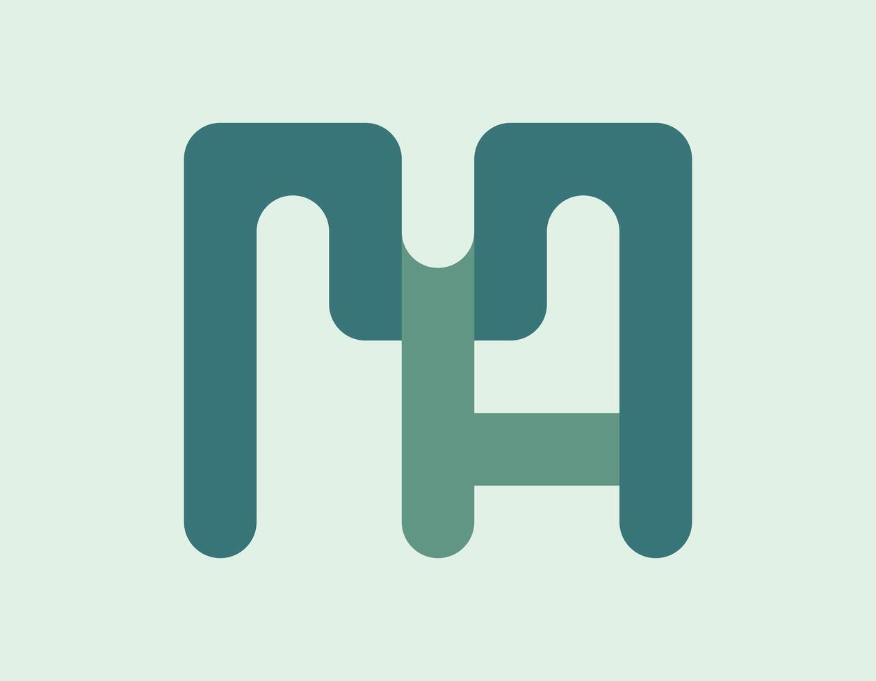 MH letter type logo design vector