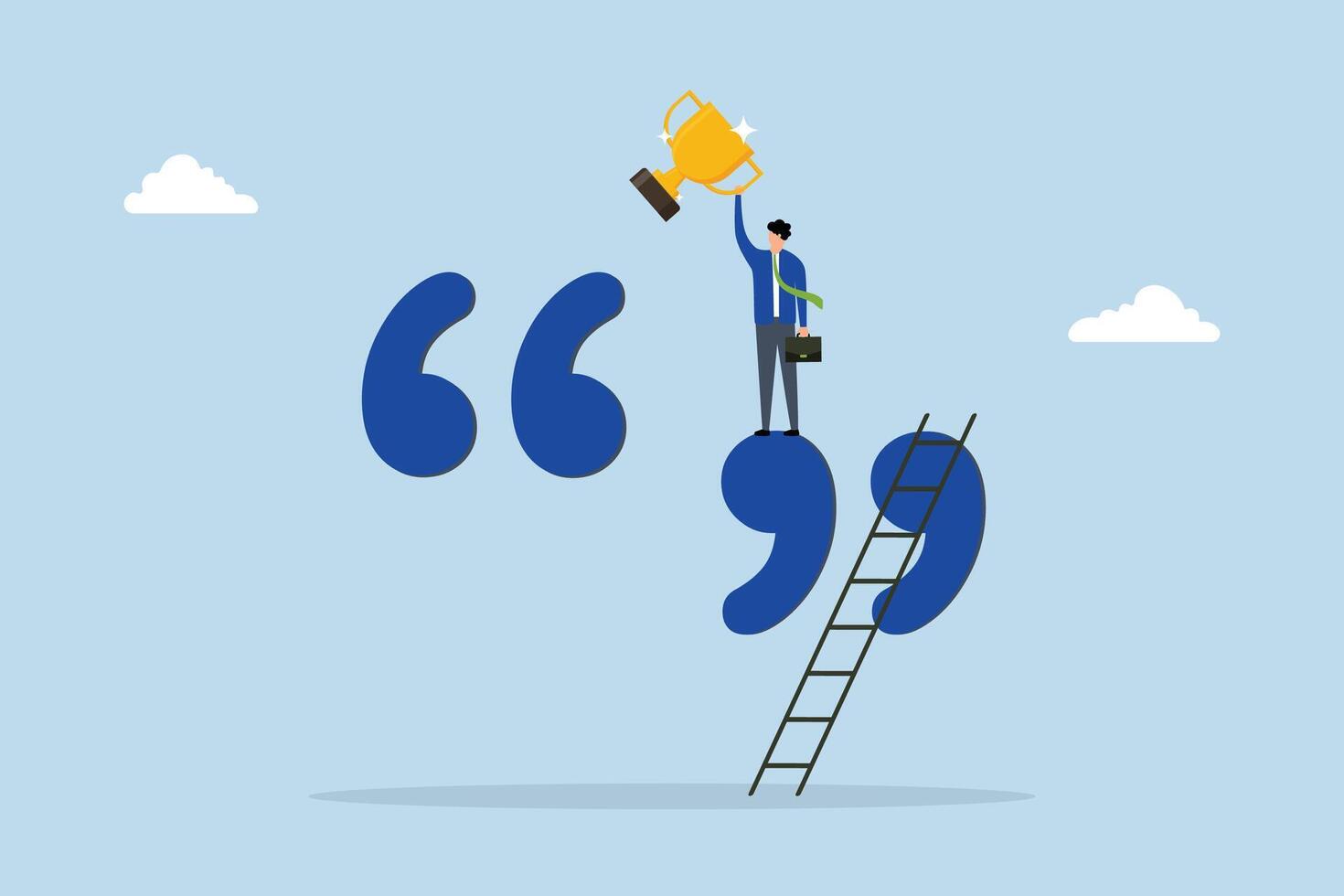 Motivation and inspiration quote to motivate employee to achieve success, , success businessman on quotation mark. vector