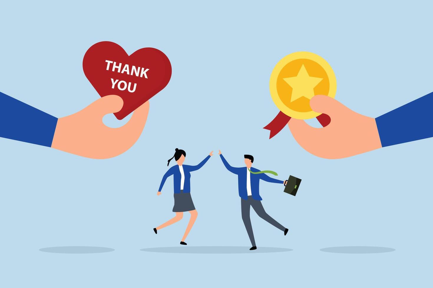 Employee appreciation, entrepreneur hand presenting a heart as appreciation and recognition for staff. vector