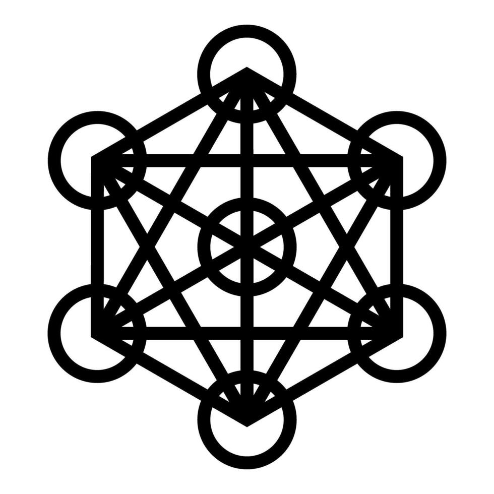 Metatron cube Sacred geometry icon black vector