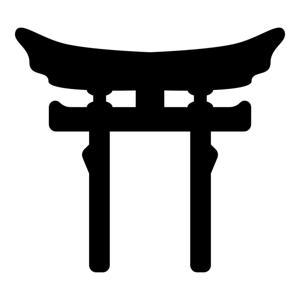 Torri gate symbol Shinto Japanese Arch Asian Toria travel concept icon black color illustration image flat style vector