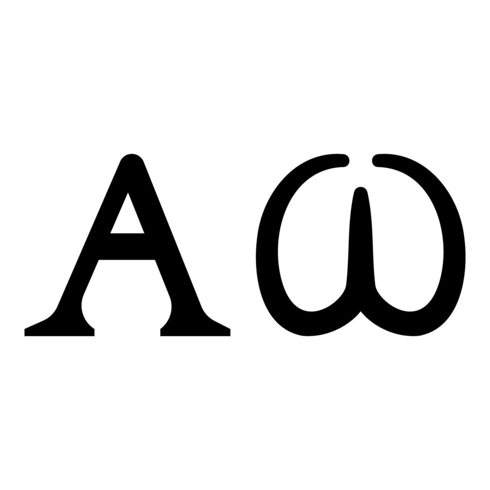 Alpha Omega symbols Greek sings icon black color illustration image flat style vector