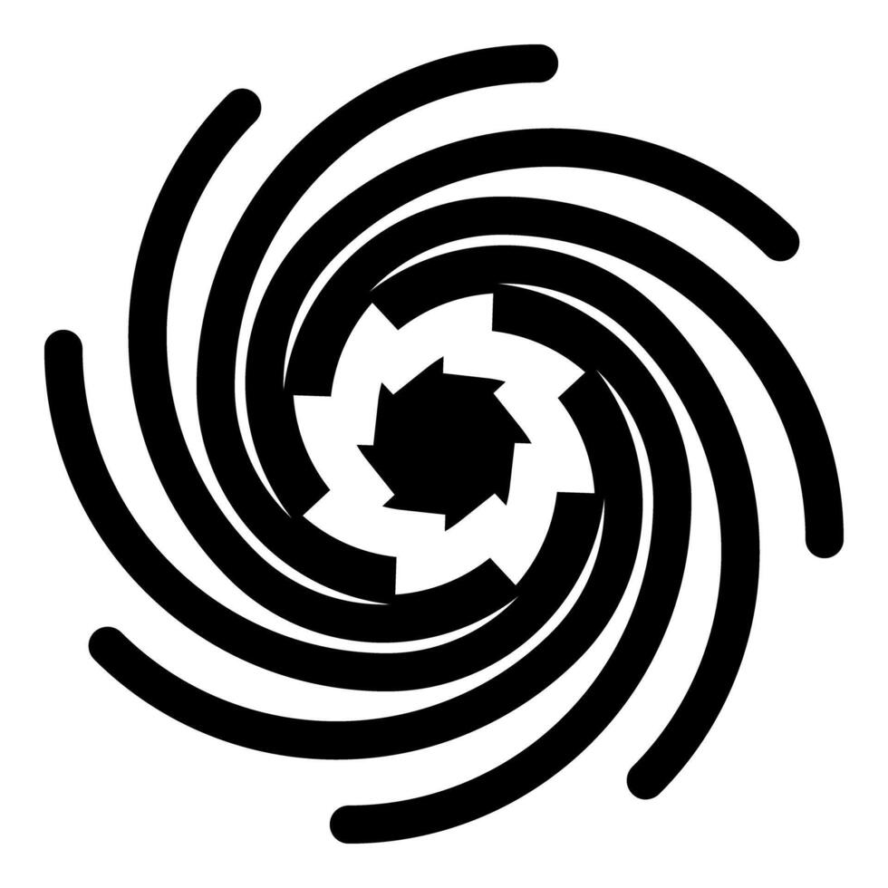 Gold spiral Sacred geometry symbol icon black color illustration image vector