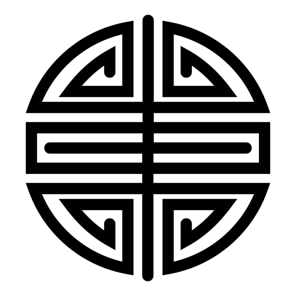 Symbol chinese character shou folk religion Asian happiness longevity icon black color illustration image flat style vector