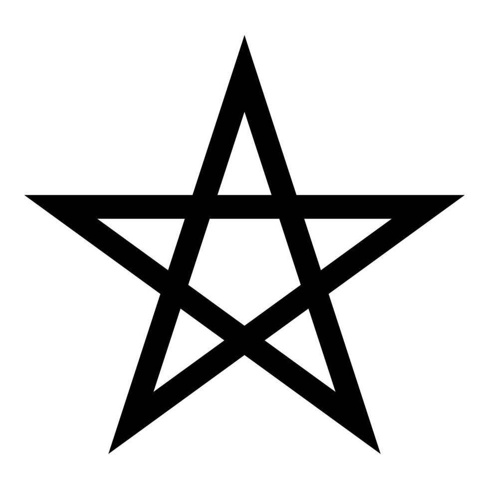 Pentagram Neo paganism sign five pointed star icon black color flat style vector