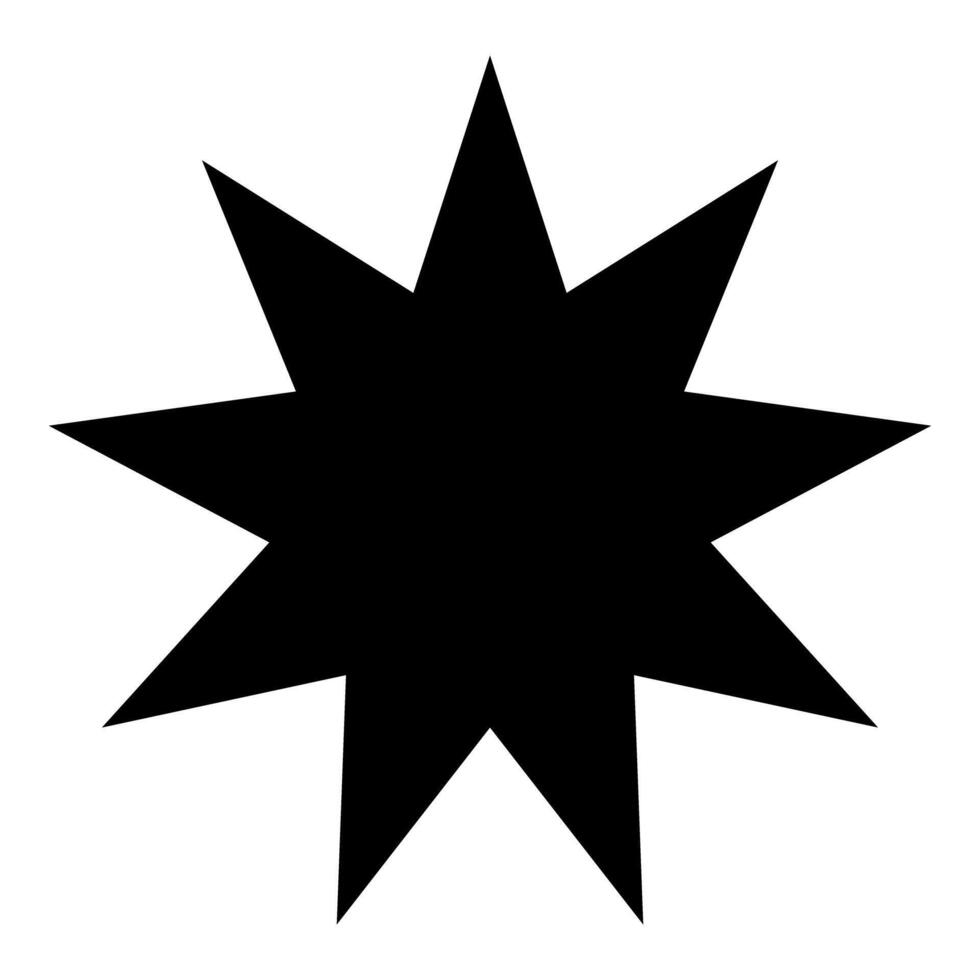 Six pointed star Bahaism Baha'i Bahai symbol unity and harmony between different religions cultures icon black color illustration image flat style vector