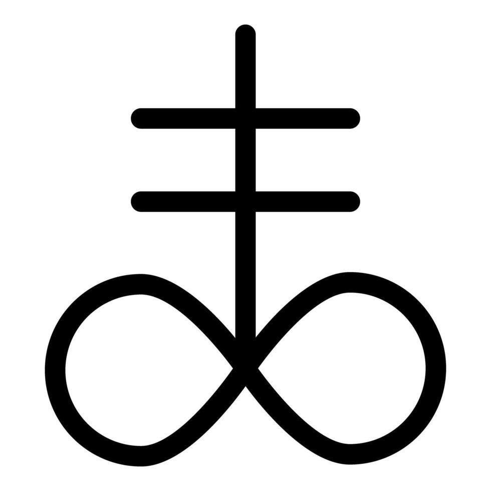 Satanic Cross Theistic satanism symbol icon black color illustration image flat style vector