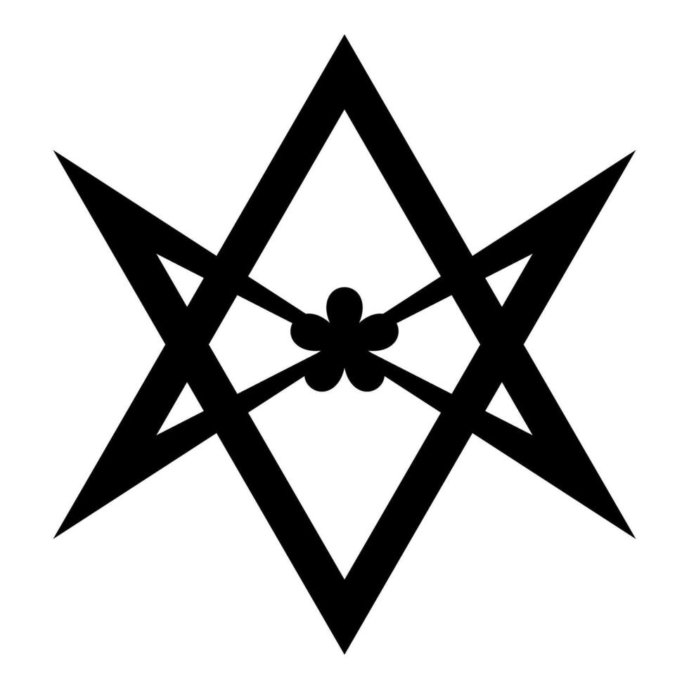 Thelema Unicursal Hexagonal symbol Unprocessing hexagram Telemma sacred geometry icon black color illustration image flat style vector
