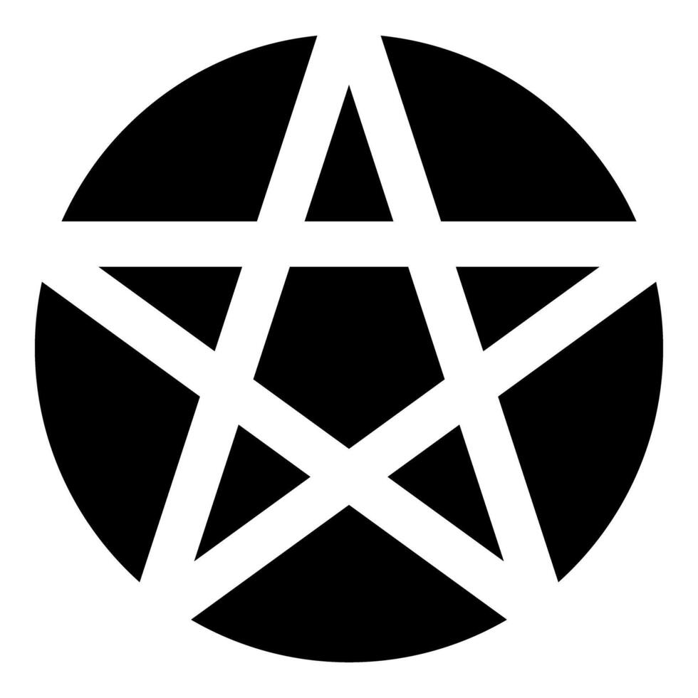 Pentakl Neopagan Wicca Pentacle Neo paganism sign five pointed star in circle inside round Pentagram magic symbol icon black color vector