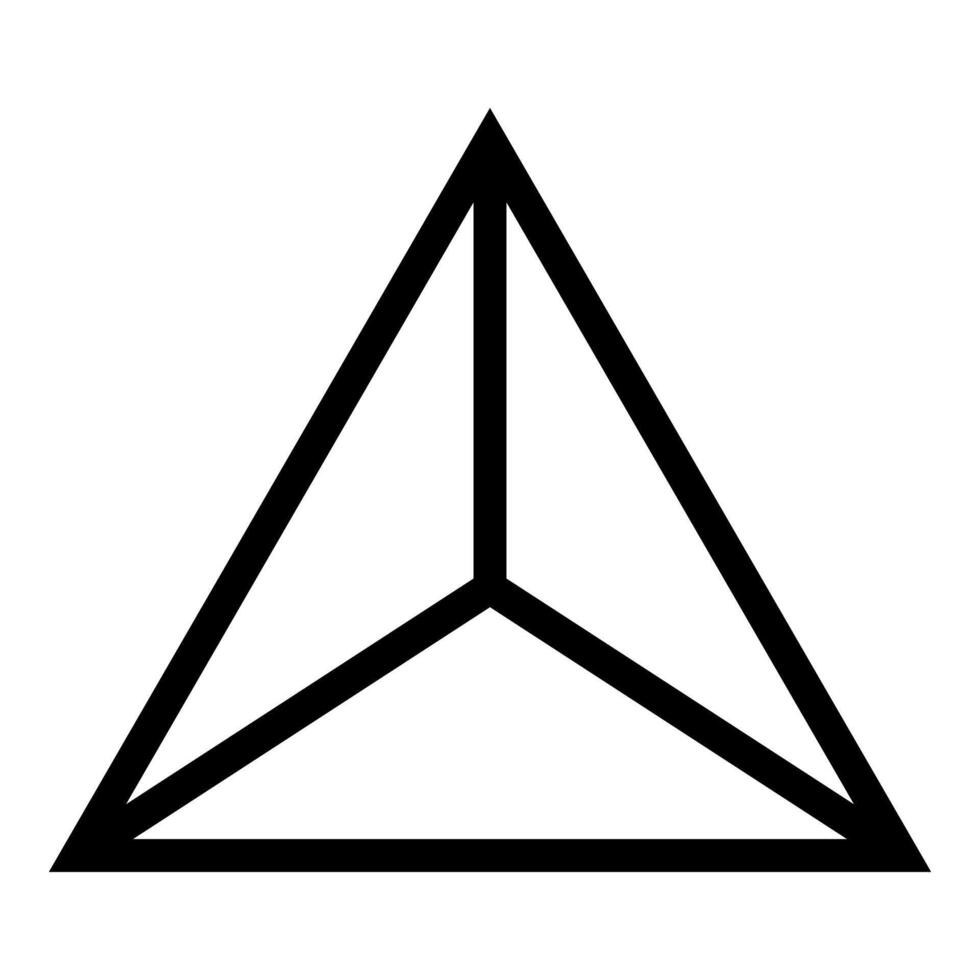 Pyramid shape triangle view from above Sacred geometry icon black color vector