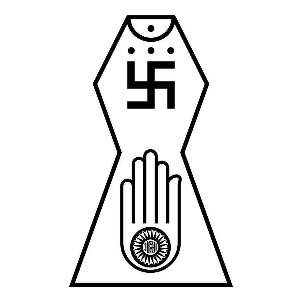 Symbol Jainism emblem Jain Prateek Chihna Hand Akhimsa Ahimsa arm religion Dharma Ahinsa Mahavir Jayanti black vector