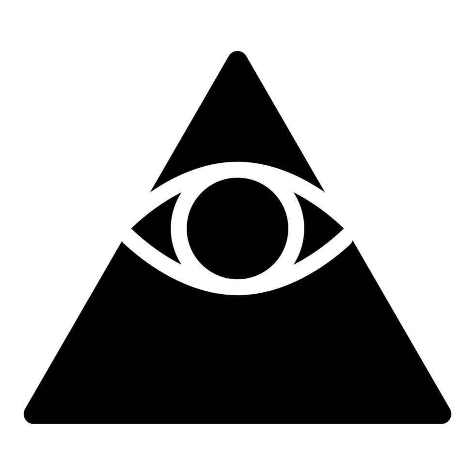 Kao Give all seeing eye in pyramid inside triangle Illuminati symbol Masonic icon color black vector