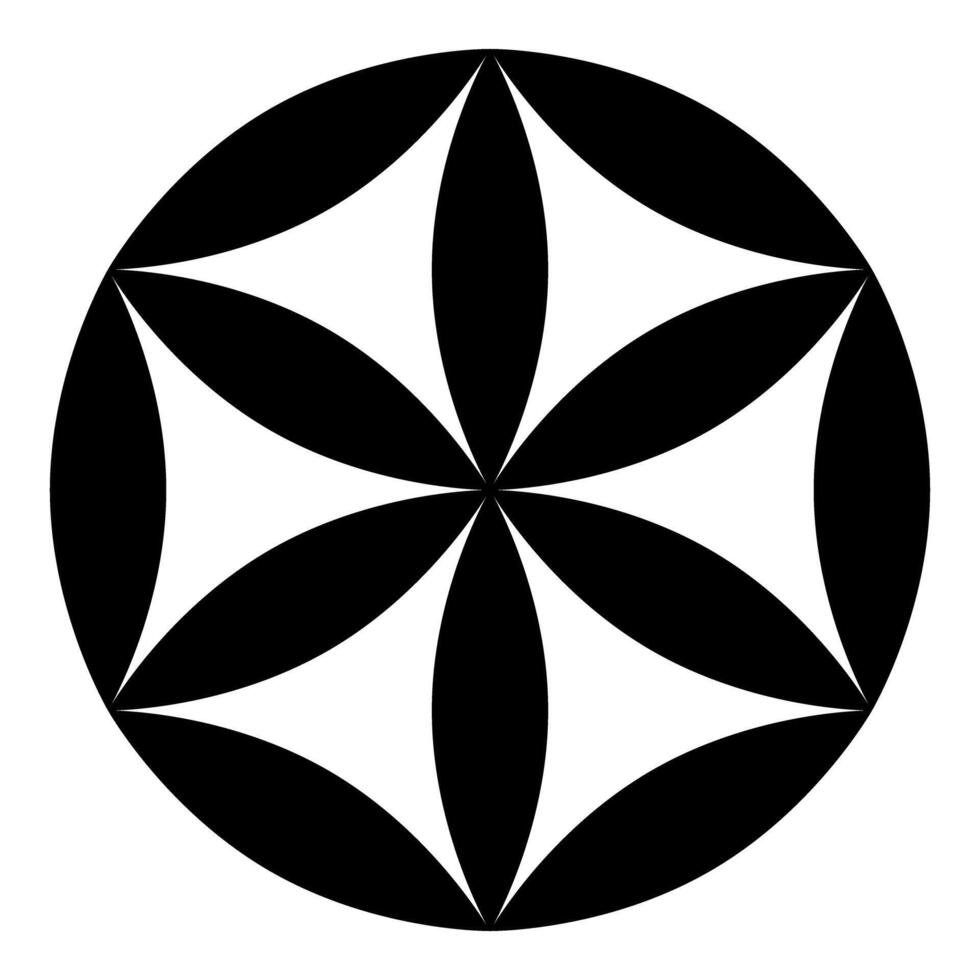 Flower of life Sacred geometry black icon color vector
