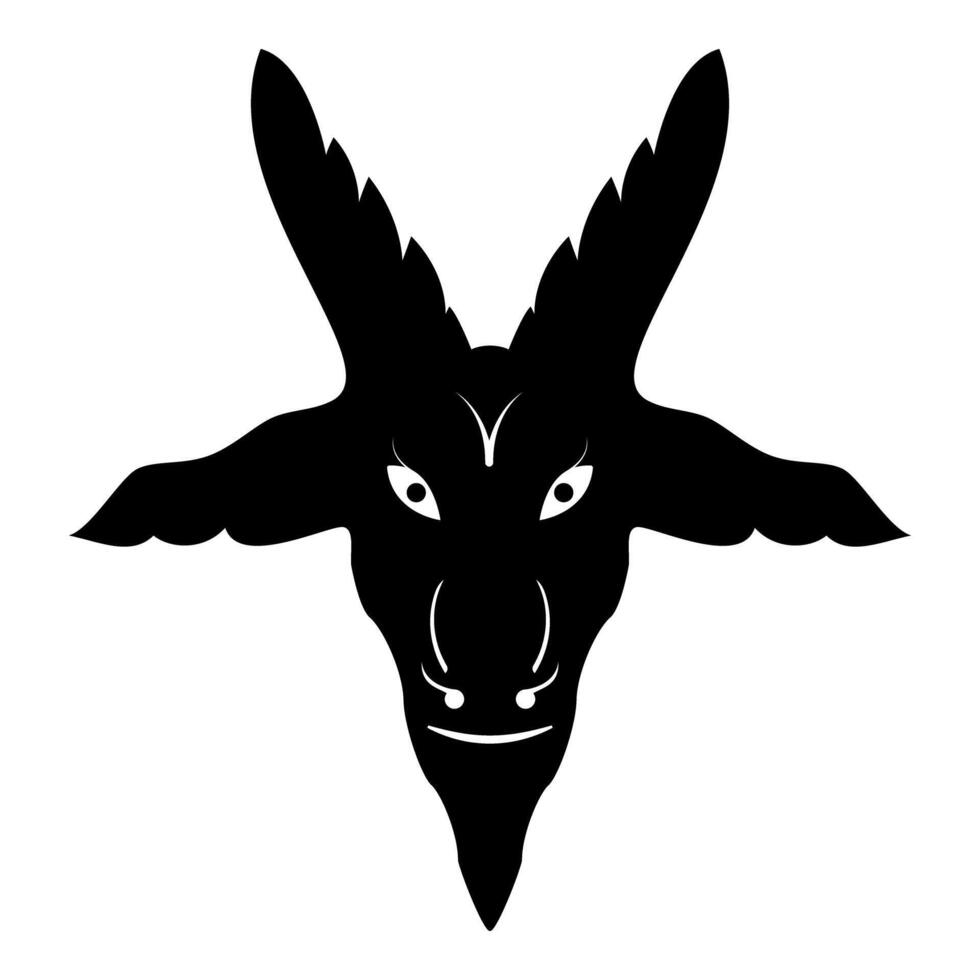 Head goat Symbol Satanism of Lavaeus Sigil of Baphomet sign icon black color illustration image flat style vector