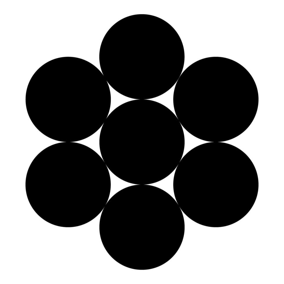 Egg of life Sacred geometry symbol seven circle 7 icon black color illustration image flat style vector