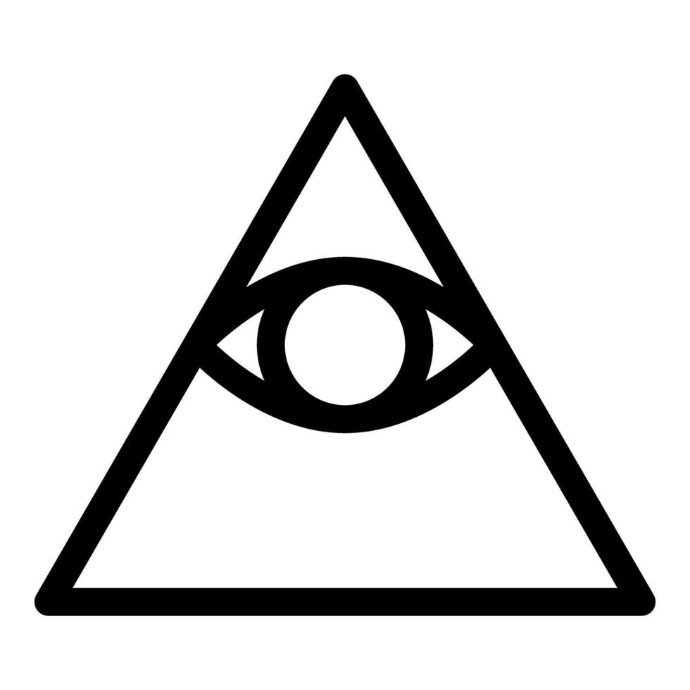 Kao Give all seeing eye in pyramid inside triangle Illuminati symbol Masonic icon black vector