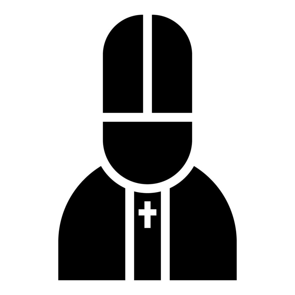Pope catolic Man Church bishop icon black color illustration image flat style vector