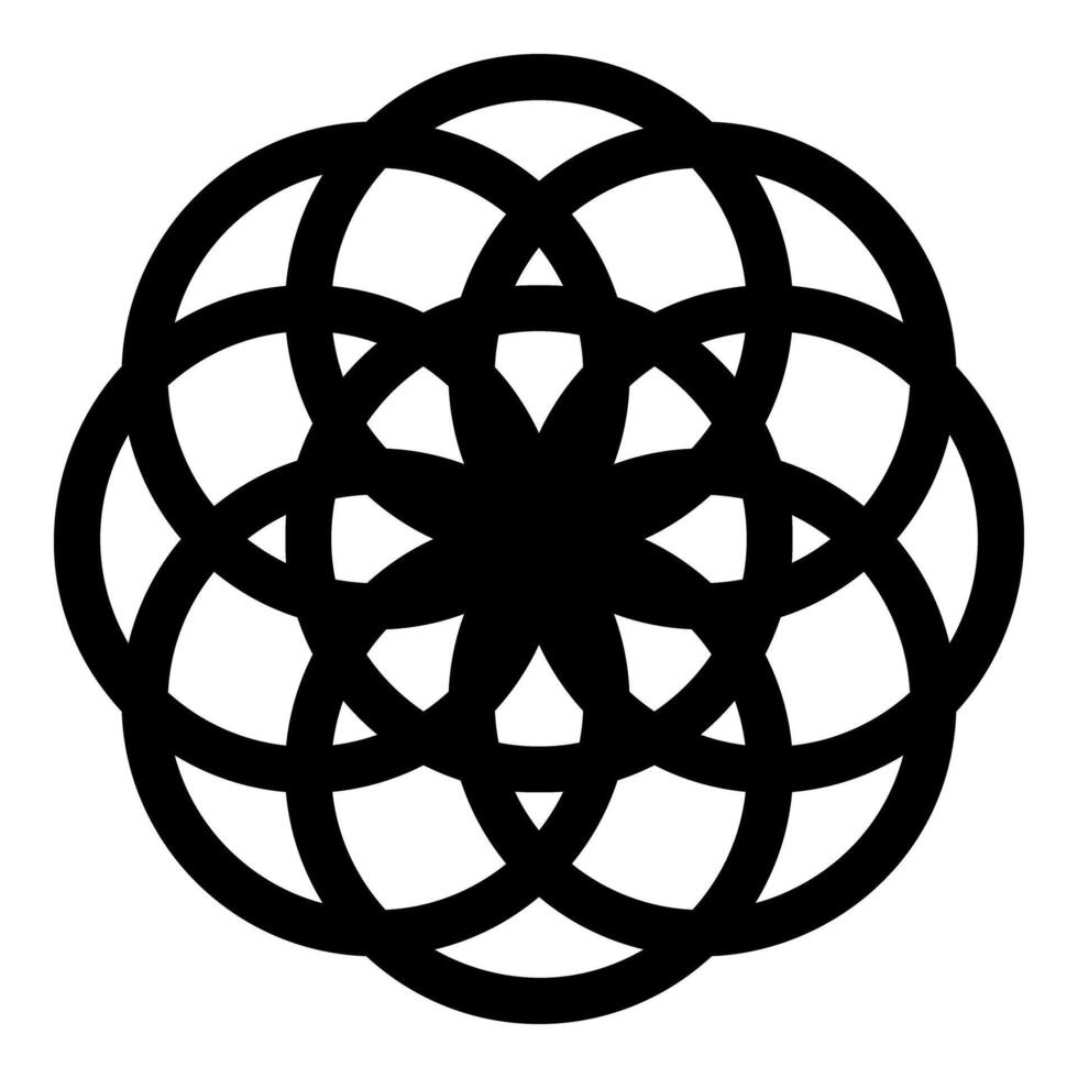 Flower of life Sacred geometry icon color black vector