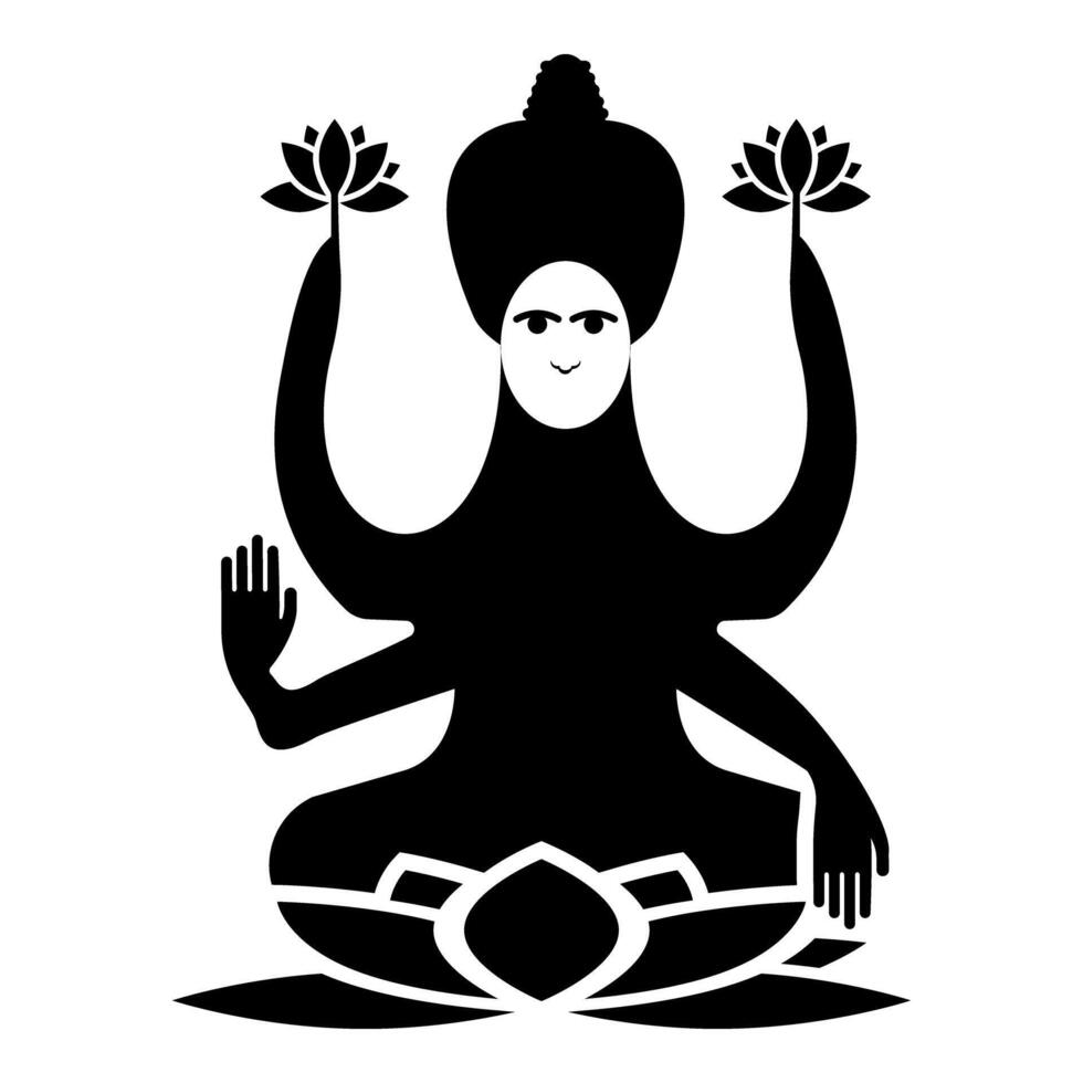 Lakshmi Goddess icon black color illustration image flat style vector