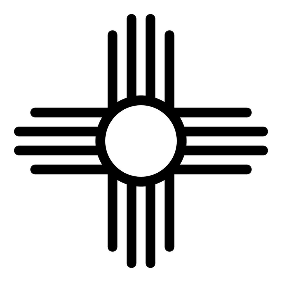 Zia symbol ancient sun emblem element of New Mexico flag icon black color illustration image flat style vector