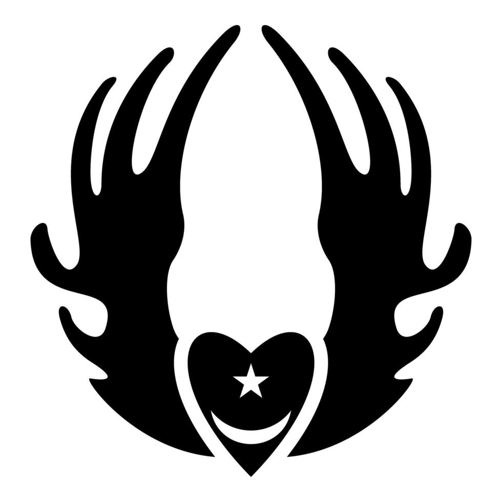 Inyyyati's tugy wing heart Universal Sufism symbol icon black color illustration image flat style vector
