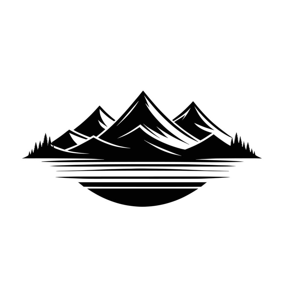 adventure mountain silhouette , on white background. vector