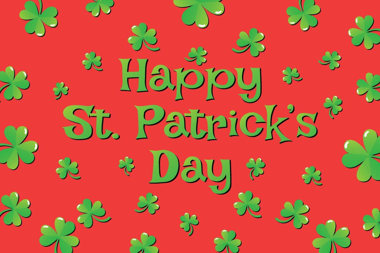 Happy St. Patrick's Day text design featuring a lucky clover, flat illustration vector