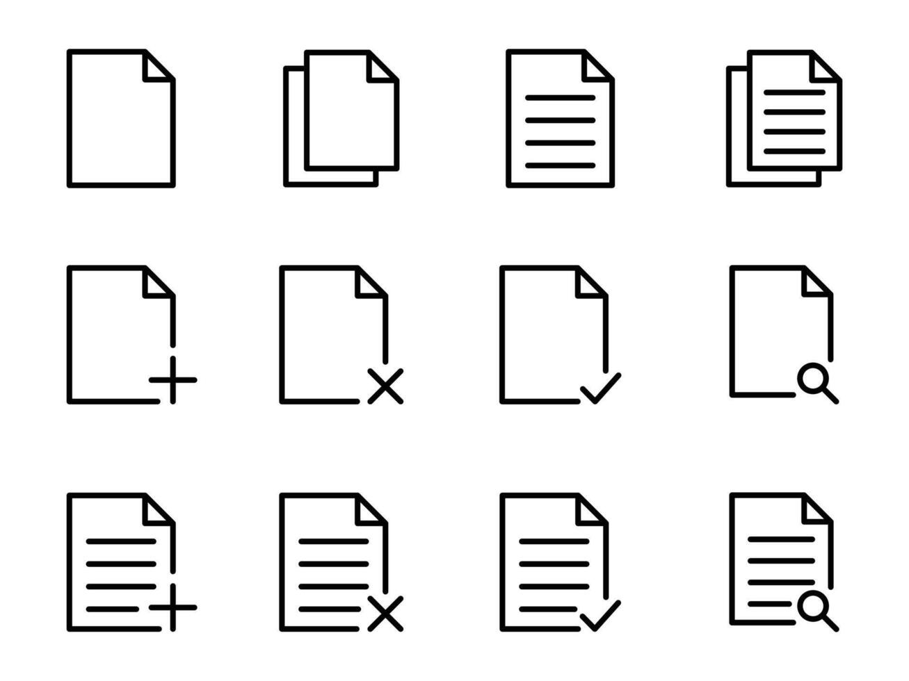 Document icon set of web icons in line style. File, folder, page, paperwork, checklist, Paper document icons set. File symbol. vector