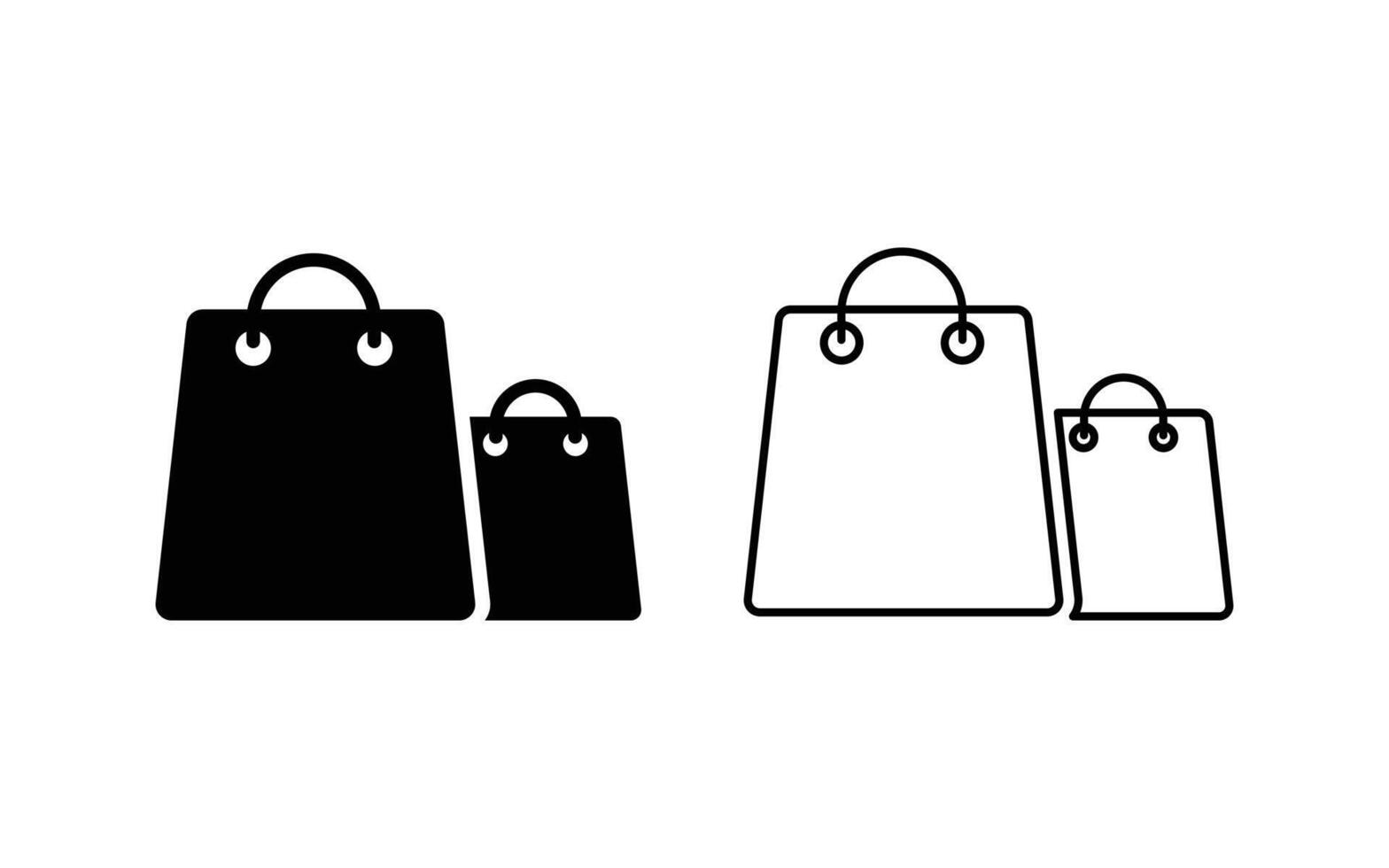Set of shopping bag icon in black fill and outline. Paper Bags. Online Shop Symbol, shopping bag Packages symbol. vector