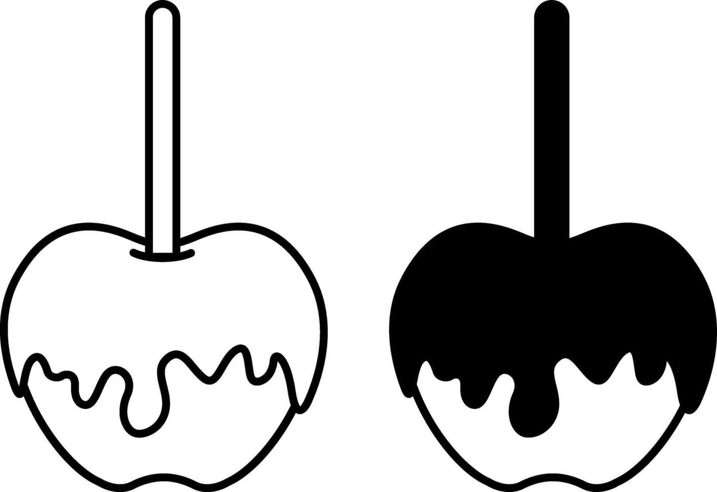 Caramelized Apple Icons. Black and White Icons. Festive Dessert, Delicious Food. Brazilian Carnival Concept vector