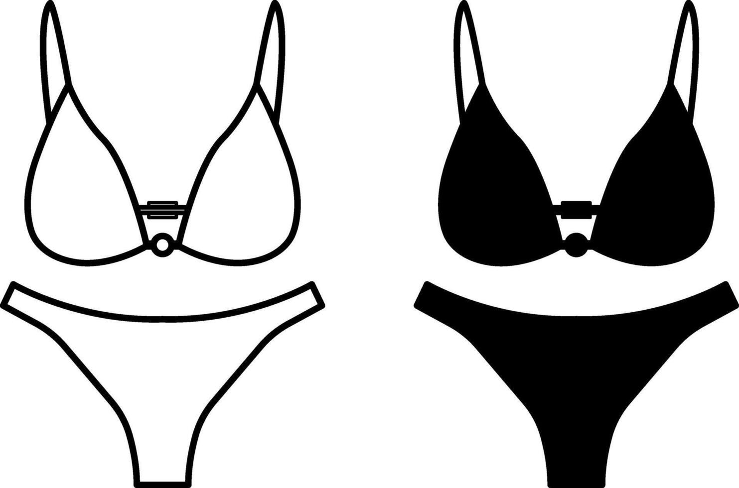 Bikini Icons. Black and White Icons. Women Beachwear. Bra and Panties. Brazilian Carnival Concept vector