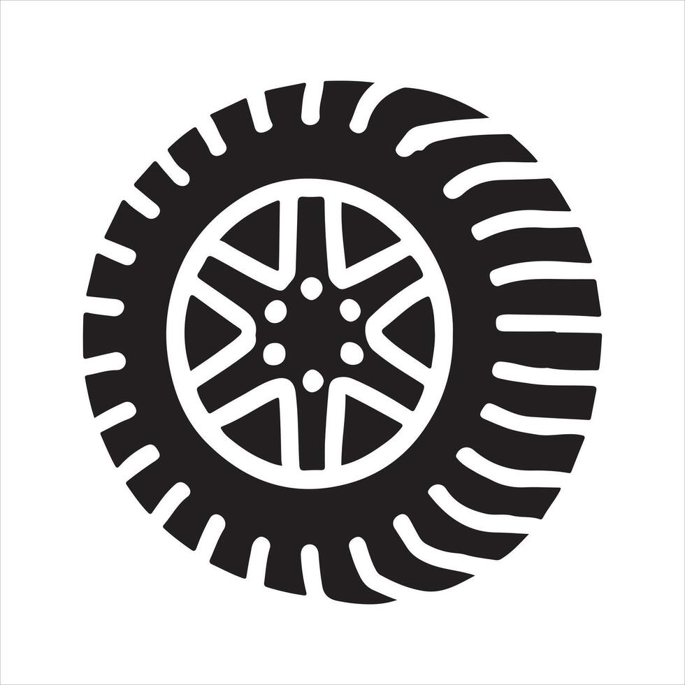 Car tires icon black silhouette on white background vector