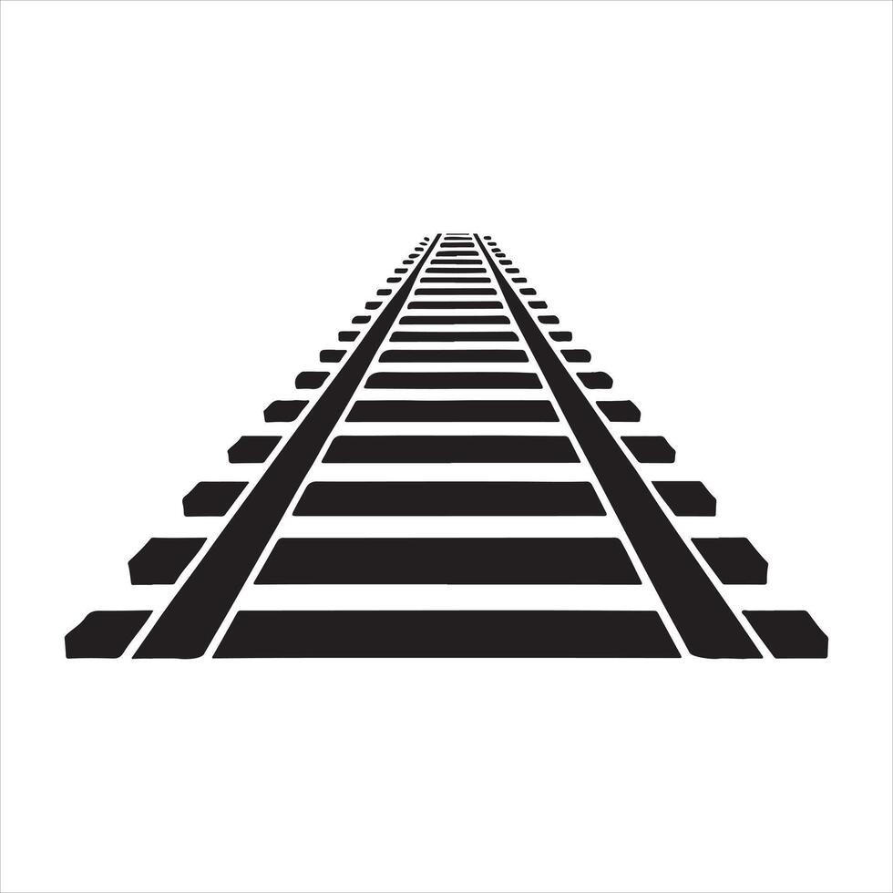 railroad track silhouette on white background vector