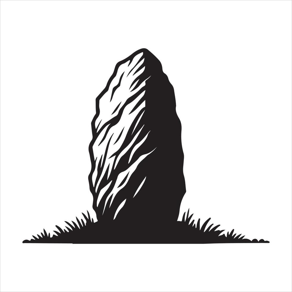 stone isolated silhouette white background vector
