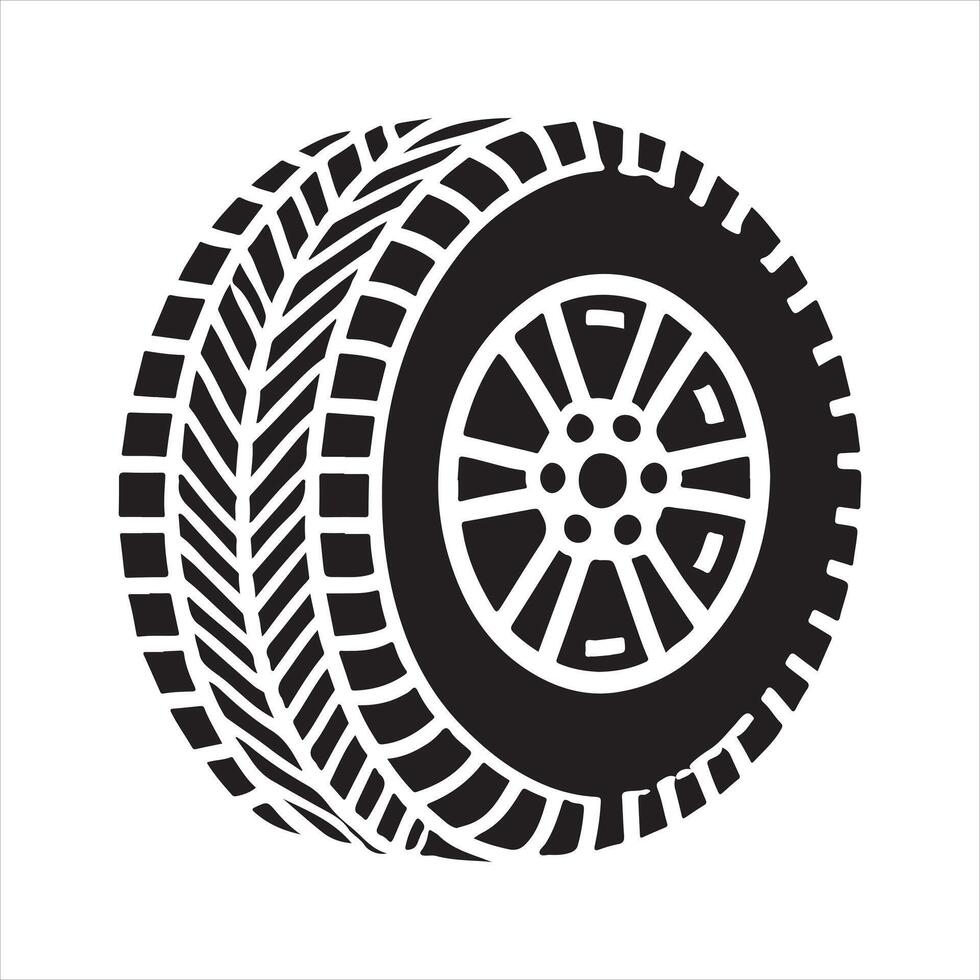 Car tires icon silhouette on white background vector