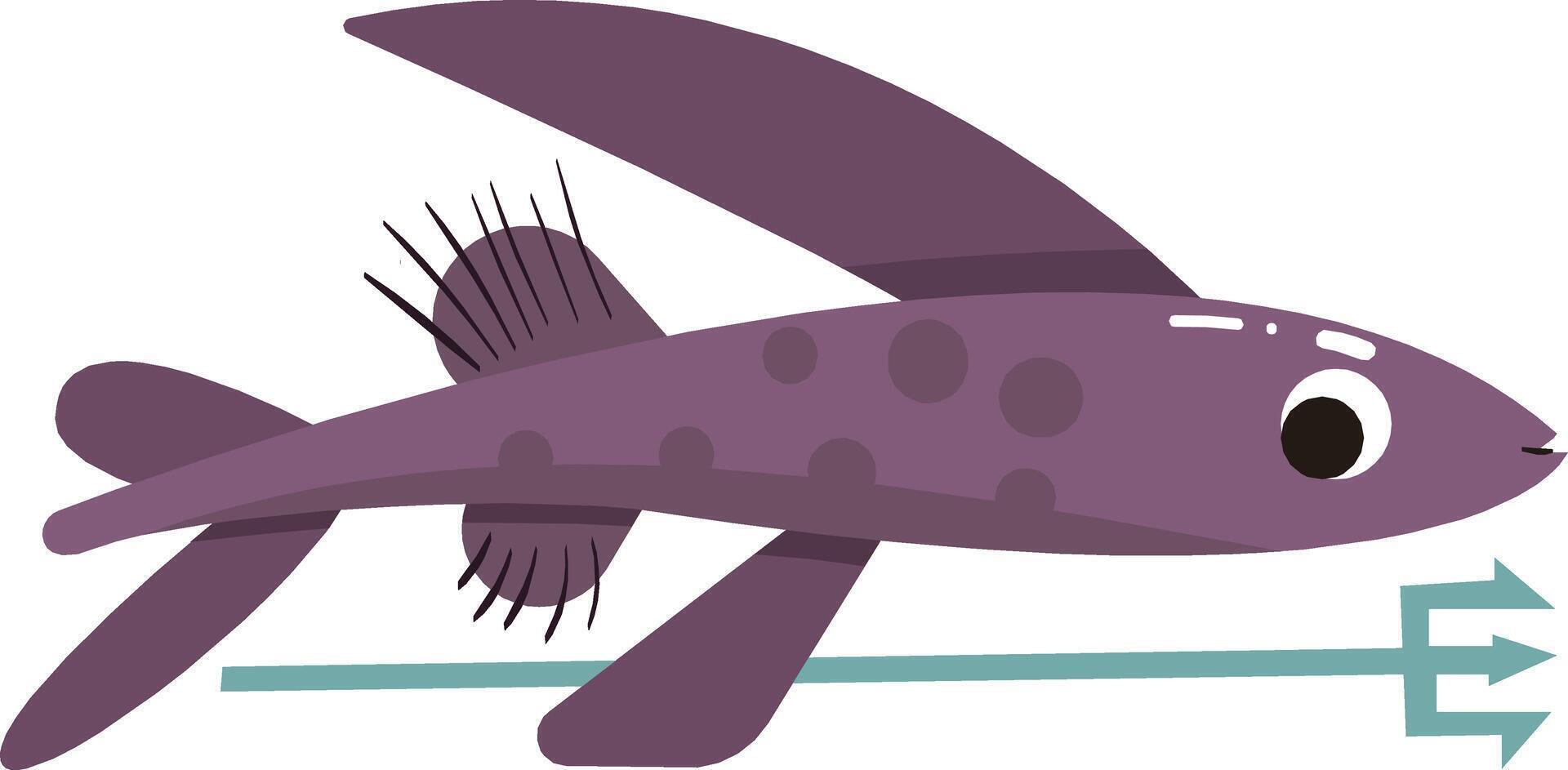 a purple fish with a long tail and a long tail vector