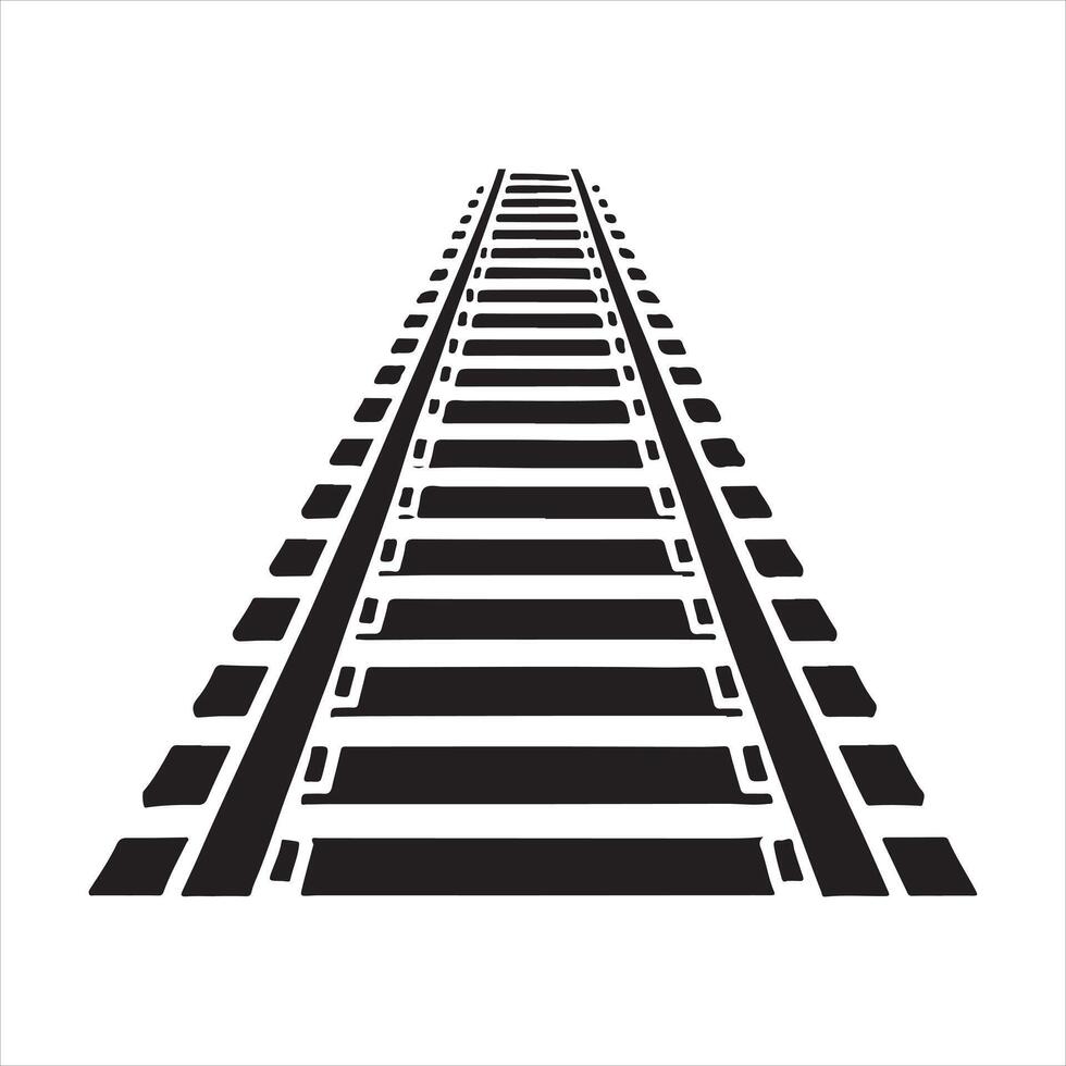 railroad track black silhouette on white background vector