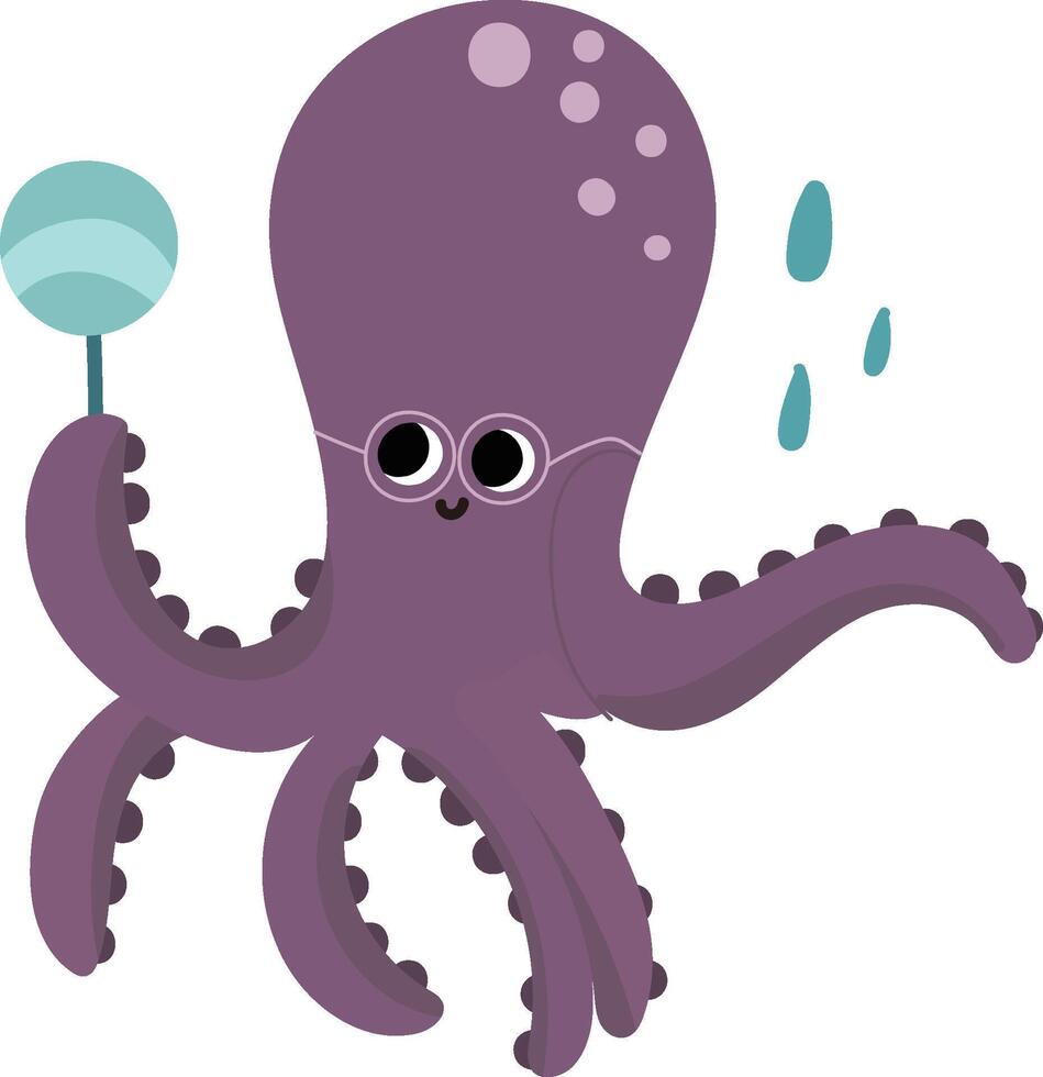 An octopus holding a lollipop in its hand vector