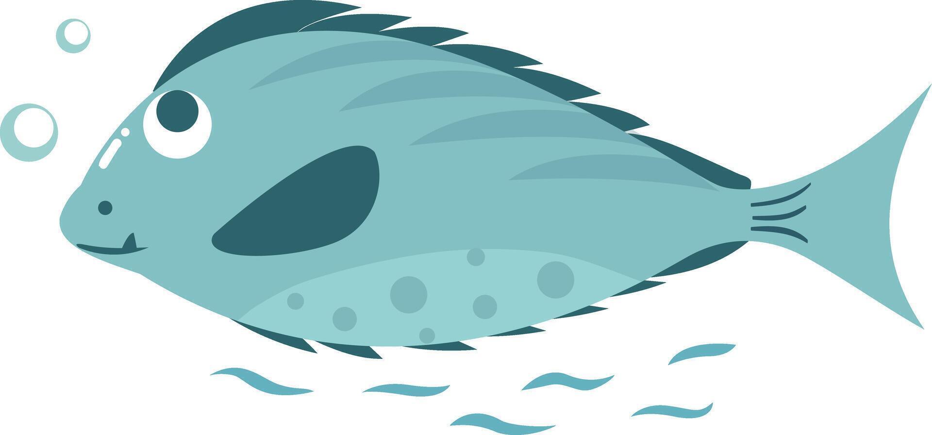 A cartoon fish with a big blue body and a big mouth vector