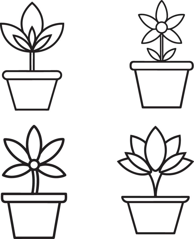 simple line art flower vector