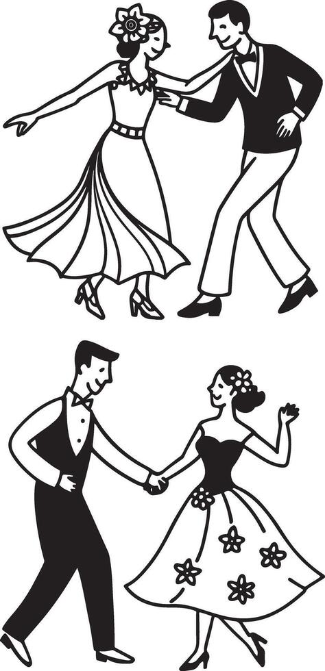 silhouette couple dancing image vector