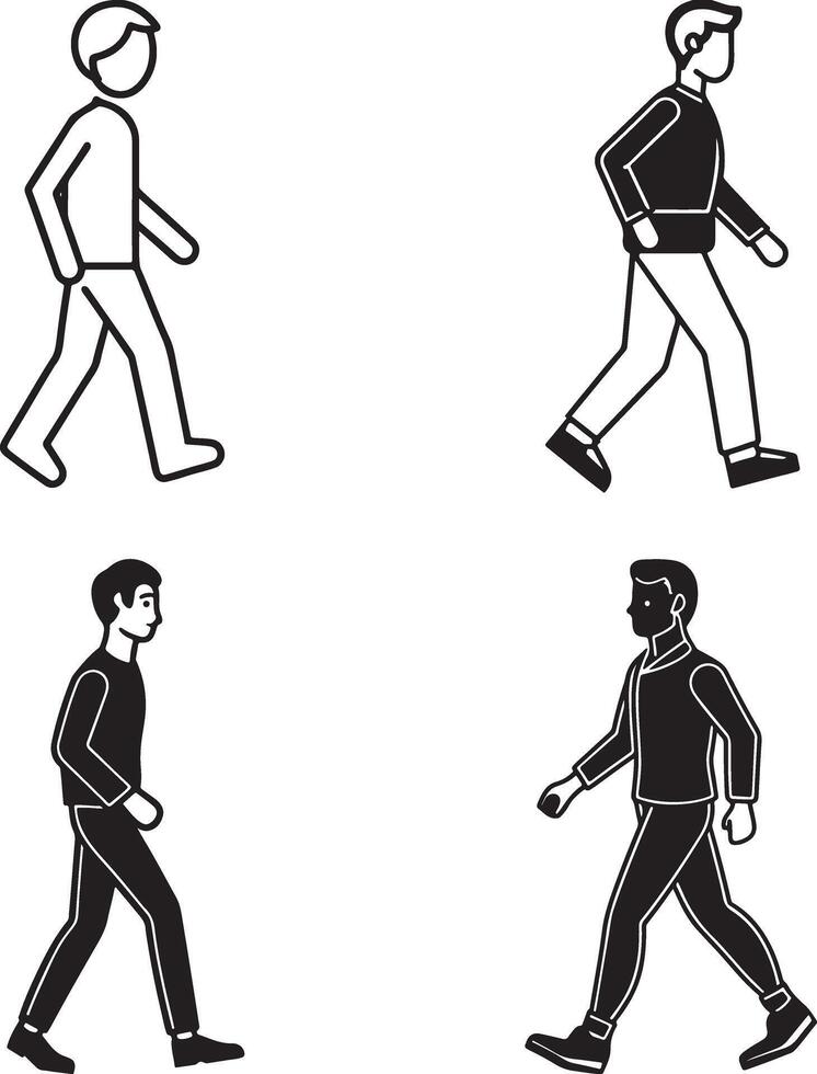 walking man silhouette icon image vector
